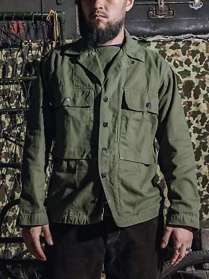 Bronson Army HBT M-42 Jacket Military Fatigue Vintage Combat Uniform Olive Drab • $78.01