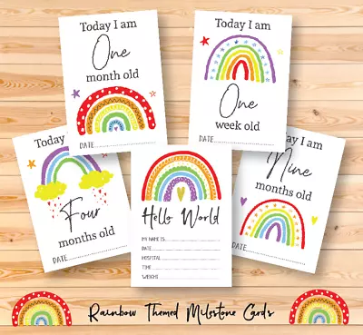 Bright Rainbow Baby Milestone Cards • Baby Shower Gift • New Baby Gift • Cards • £5.99