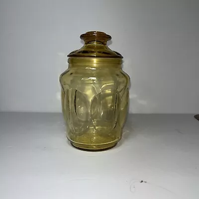 Vintage LE Smith Amber Glass  Apothecary Canister Jar 7” • $14