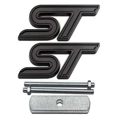 3D Matte Black ST Car Grille Emblem Logo + Metal Sport Turbo Rear Trunk Badge • $11.99