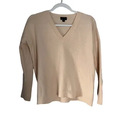 Jcrew Cashmere Vneck Boyfriend Sweater Peach Size XXS Boxy Long Sleeve FLAWED • $35