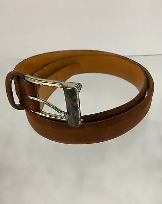 Martin Dingman Brown Italian Calf Suede Leather Belt 34 USA • $20