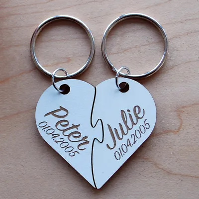 Hearts - Personalised Laser Cut Keyring- Anniversary Wedding Valentines Gift • £4.95