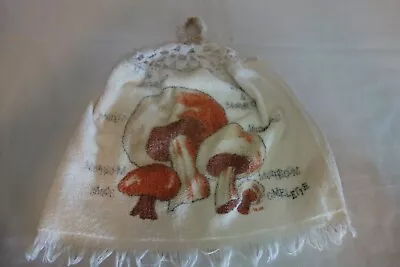 Vintage 70s Mushroom Kitchen Terry Towel Cannon Hanging  • $17.99