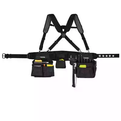 2-Bag 18 -Pocket Black Framer's Suspension Rig Work Tool Belt With Suspenders • $52.98