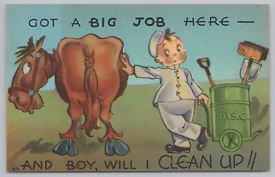 Comics~Horse & Janitor Got A Big Job Here~Vintage Postcard • $1.35