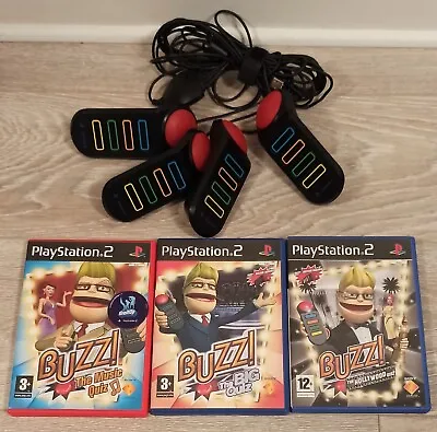 £17.99 • Buy PlayStation 2 PS2 BUZZ Wired Controllers + 3 PAL Games Included - Fully Working 