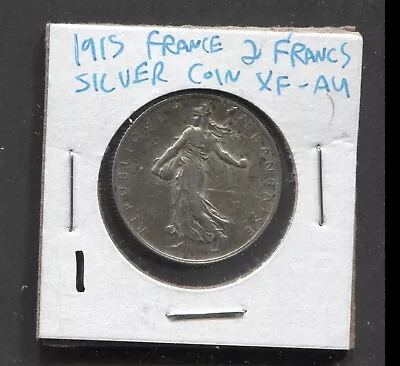 1915-France-2 Francs-Silver-XF/AU • $4.99
