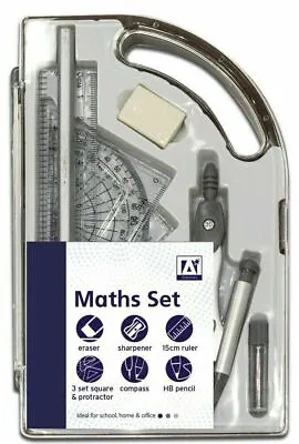 £4.95 • Buy 9 Piece Maths Geometry Set Back To School Exam Stationery Protractor Compass New