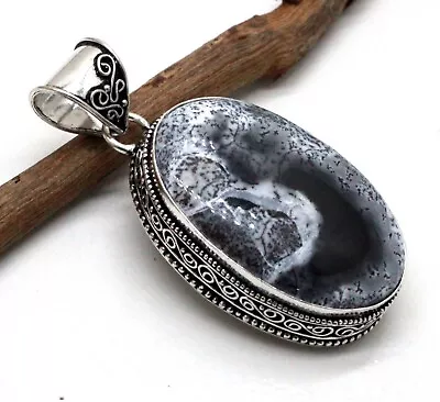 925 Sterling Silver Dendrite Opal Gemstone Handmade Jewelry Vintage Pendant S-2  • $16.99