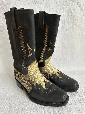 VAQUERO Vintage Snakeskin  Western Cowboy Boots Square Toe Size US 9 EU 40 • $98