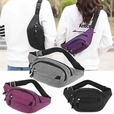 Waist Bum Bag Men Women Canvas Fanny Pack Travel Money Belt Pouch Wallet UK • £4.79