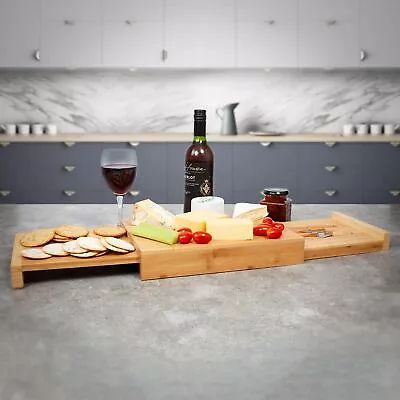 Cheese Board Serving Tray Set With 3 Cheese Knives Wooden Serving Cheese Board • £16.99