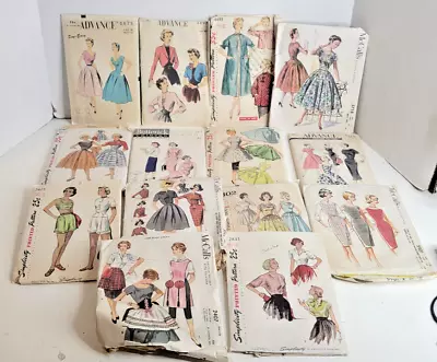 Vintage Sewing Patterns Lot Of 14 1940's-50's Advance Butterick Simplicity • $74.99