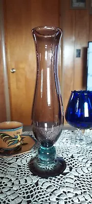 Handblown Bubble Glass Pedestal Vase Purple & Blue Made In Mexico • $12
