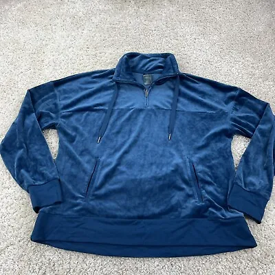 Champion XL Womens Sweatshirt Zip V Neck Velvet Soft Blue Stretchy • $9.99