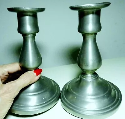 Vtg Pair Matching Candlesticks By International Pewter Co-6  Tall # 277 15/3-USA • $19.99