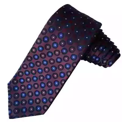 Kiton Napoli 7 Fold Silk Tie Burgundy & Blue Made In Italy 58 X3.5  Necktie  • $45