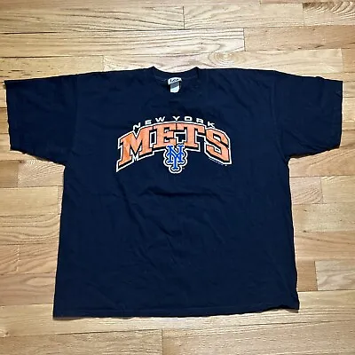 Vintage 2001 Lee Sport Size 2XL Black New York NY Mets Short Sleeve T-Shirt • $19.99