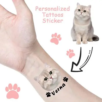 Personalized Temporary Tattoos With Name Heart Custom Fake Face Tattoo W/h Po ζ■ • £4.48