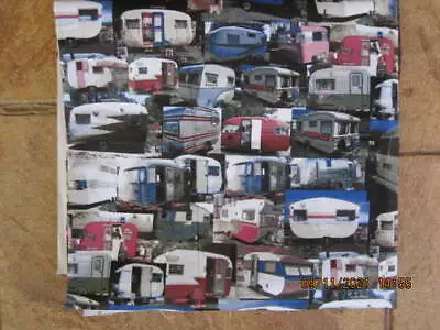 Vintage Retro Caravans Scenery Drill Fabric New • $18