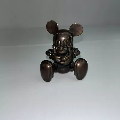 Rare Vintage DISNEY MICKEY MOUSE Bronze Colored Figurine Hands On Mouth 2.5” • $29.95