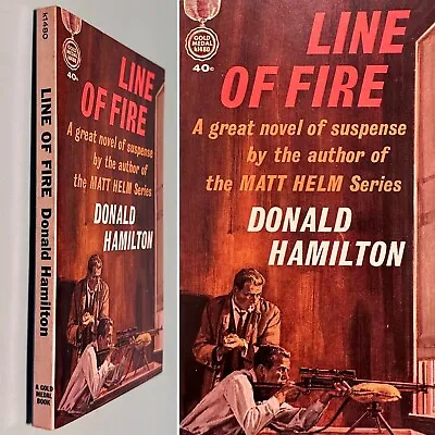 [UNREAD] Line Of Fire - Vintage Pulp Crime Noir Paperback Donald Hamilton 1955 • $38