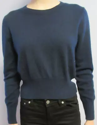 J. Crew 100% Cashmere Dark Blue Cropped Fit Sweater M • $29.99