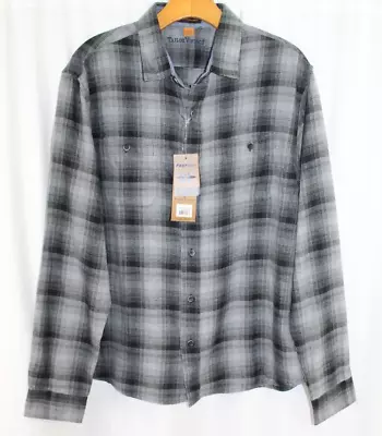 NWT Tailor Vintage $98 Mens Grey Ombre Plaid Flannel Button Up Shirt L • $26.99