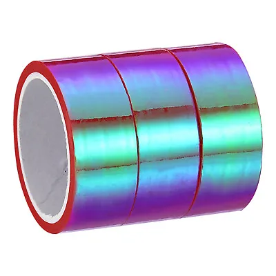 3pcs 15mmx5m Holographic Tape Adhesive Metallic Foil Masking Sticker Rose Red • £5.12