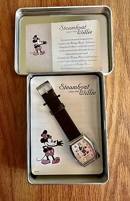 NEW Disney Mickey Mouse Steamboat Willie Quartz Watch In Collectible Tin 2004 • $18