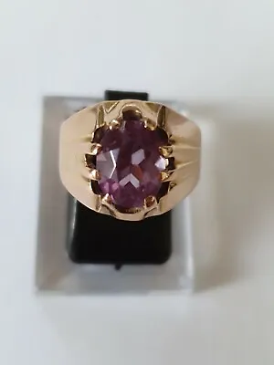 14ct Rose Gold Antique Russian Pinky Signet Ring Amethyst Size L  • £425