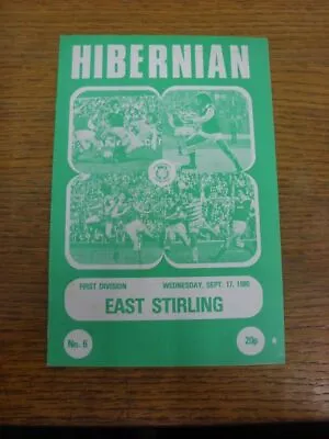 17/09/1980 Hibernian V East Stirlingshire  (foxing). UK ORDERS ALL INCLUDE FREE • £3.99