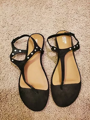 Mossimo Supply Co. Studded Gladiator Thong Sandals Black Size 8 • $12