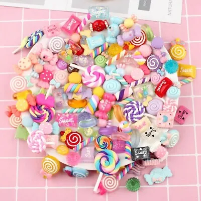 $13.64 • Buy 90Pcs Mixed Candy Sweets Slime Charms Set Cute Resin Flatback Slime Beads DIY
