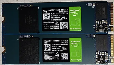$129 • Buy 2TB:TWO NEW Western Digital 1TB WD Green SN350 M.2 2280 NVMe Internal SSD+MORE