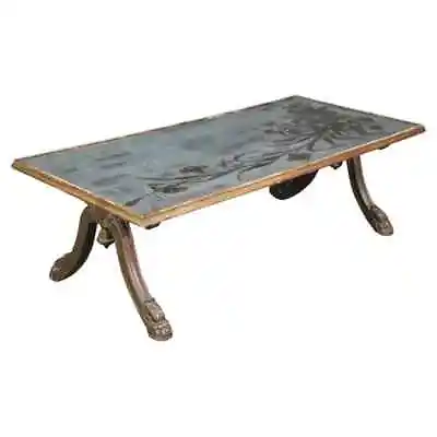 Antique French Directoire Style Eglomise Gilt Coffee Table Attributed To Jansen • $3750
