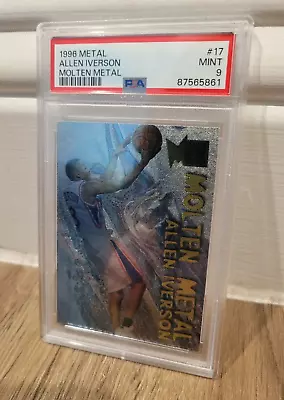 1996 Metal Allen Iverson Molten Metal Rookie #17 PSA 9 MINT • $39