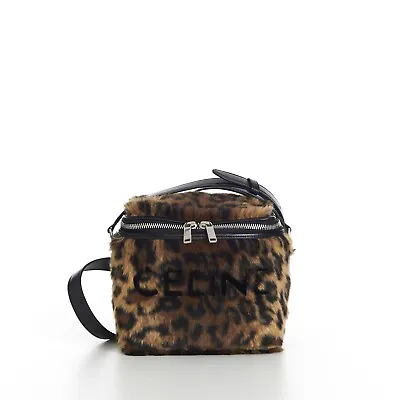 CELINE 1500$ Box Bag - Fluffy Leopard Pattern Textile Logo Print • $1015.75