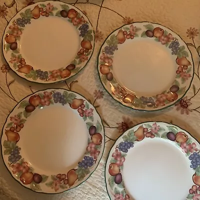 4 Dinner Plates - Noritake Epoch Market Day - Apples Grapes Pears - Green Trim • $30