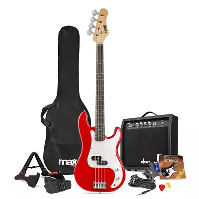 MAX 173.236 GigKit Bass Guitar With Amplifier And Accessories - Red • £159