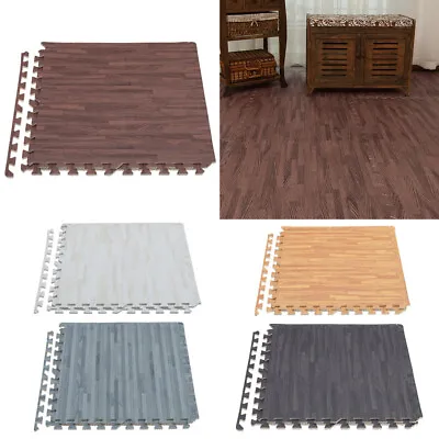 EVA Foam Floor Wood Effect Interlocking Yoga Gym Play Home Workout Soft Tile Mat • £22.95