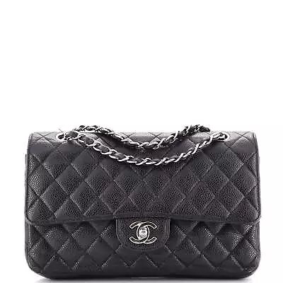 Chanel Vintage Classic Double Flap Bag Quilted Caviar Medium Black • $5835.30