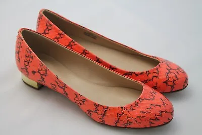 J.crew Janey Snakeskin Gold Heel Flats  6.5  $298 13733 Red Orange • $45