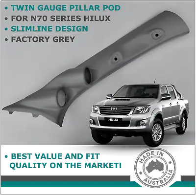 $169 • Buy Dual Pillar Pod 2 Gauge Holder For Toyota Hilux N70 05-15 Trim Colour Light Grey