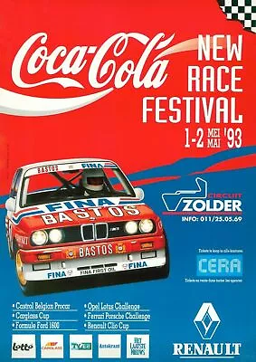 Bmw Coco Cola Motor Racing Vintage Poster 1993 New Race Festival Zolder Circuit • £5.94