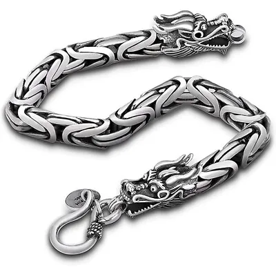 Fashion 925 Silver Vintage Dragon Bracelet Domineering Party Jewelry For Men • $3.21