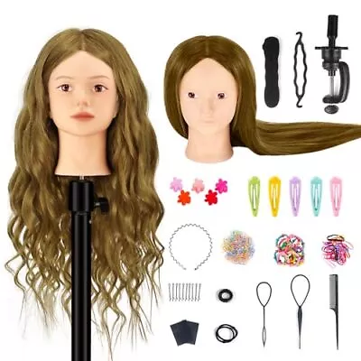 Mannequin Head With 80% Human Hair 26  Brown Cosmetology Mannequin Head Hair... • $43.62