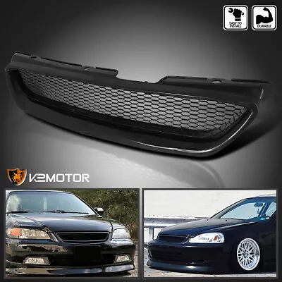 Fits 1998-2002 Honda Accord 2Dr Metal Mesh Front Bumper Hood Grille Black 1PC • $30.38