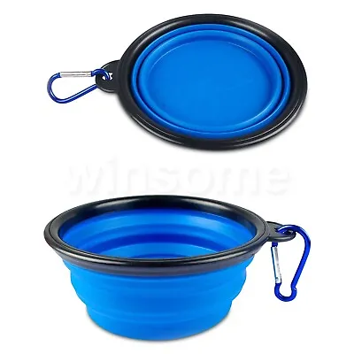 Pet Dog Cat Collapsible Feeding Bowl Travel Water Portable Silicone Camping Dish • £3.63